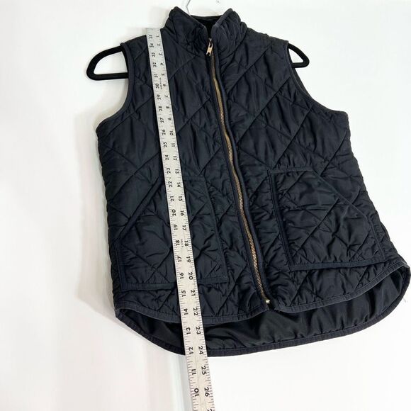 J. Crew Vest Womens Medium Quilted Mock High Neck Puffer Pockets Gold Full Zip - Picture 2 of 7